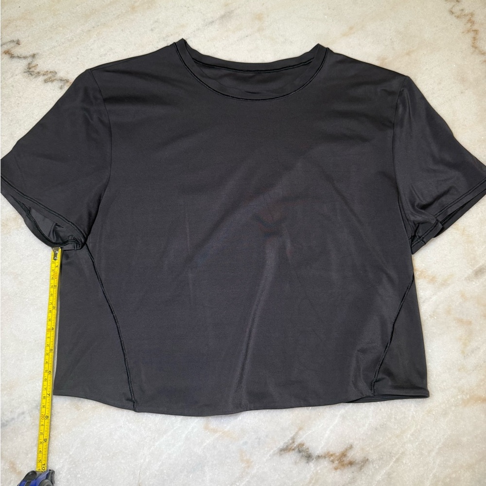 Lululemon Wundermost Black Cropped top  (skims style shirt)